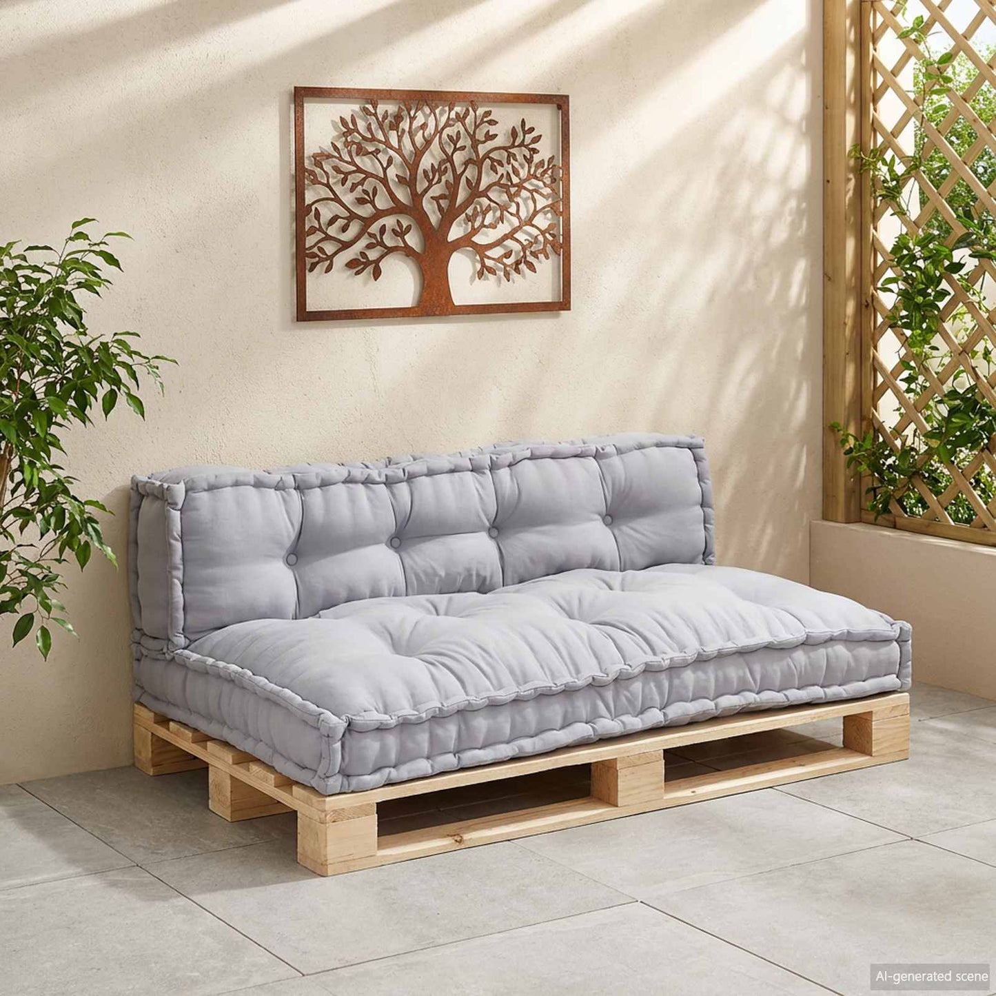 Cuscino per Divano Pallet 2 pcs Grigio 120 x 80 x 38 cm Tessuto | homemem39