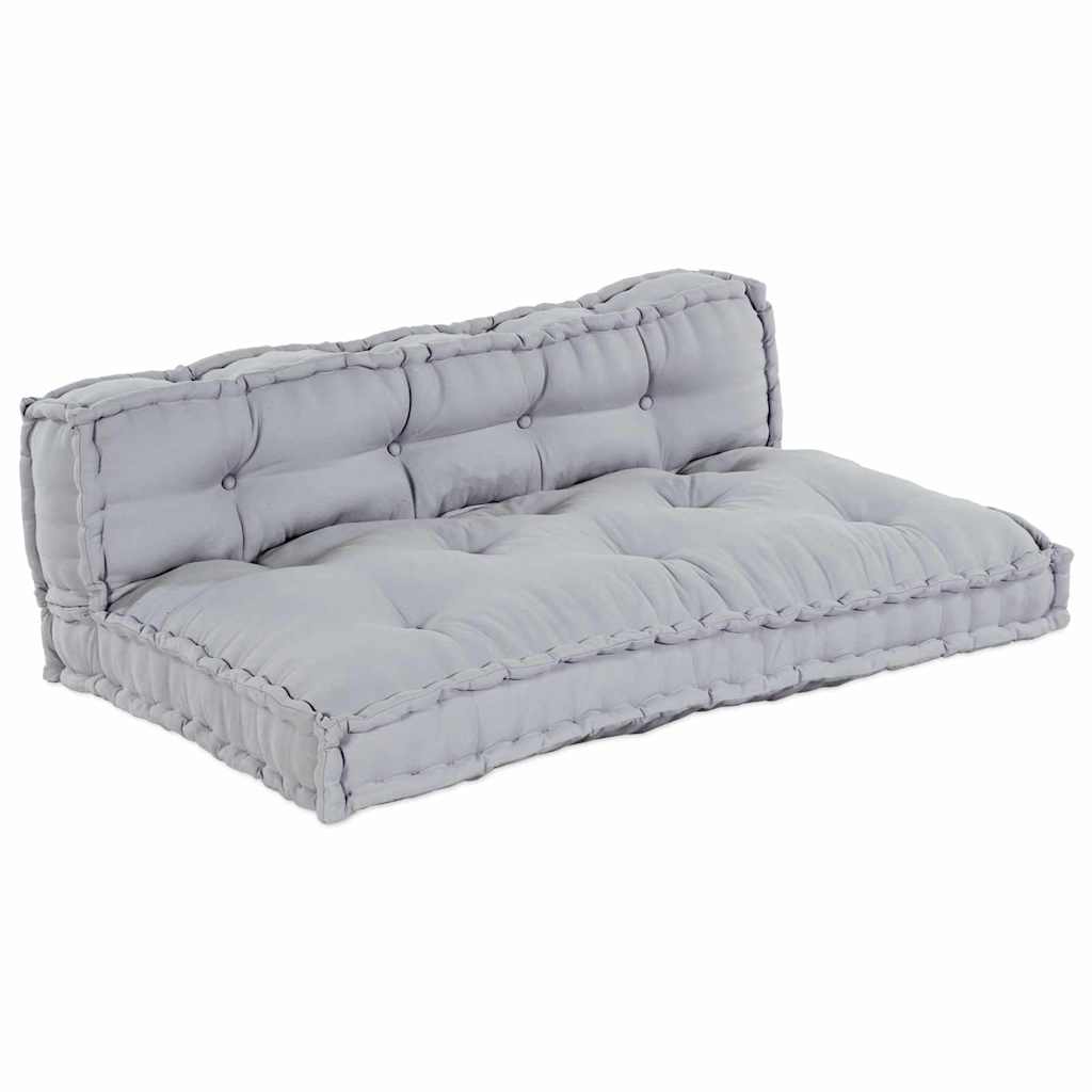Cuscino per Divano Pallet 2 pcs Grigio 120 x 80 x 38 cm Tessuto | homemem39