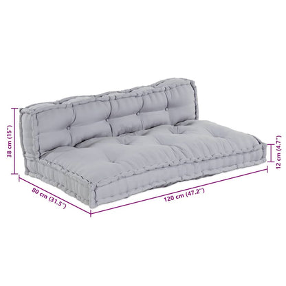 Cuscino per Divano Pallet 2 pcs Grigio 120 x 80 x 38 cm Tessuto | homemem39
