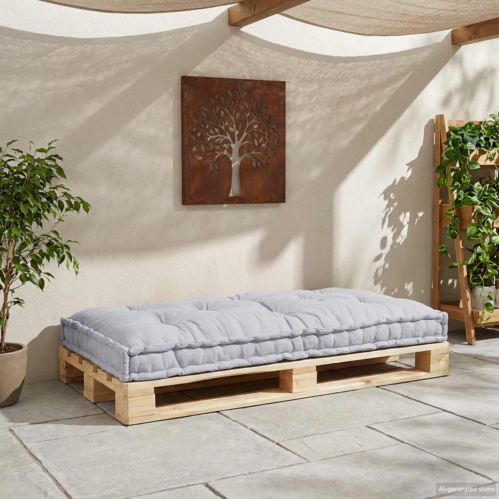Cuscino per Divano Pallet Grigio 120 x 80 x 12 cm Tessuto | homemem39