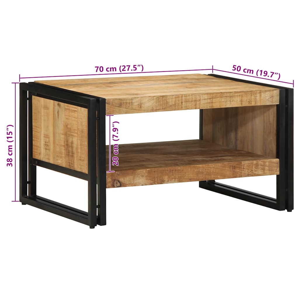 Tavolino 70x50x38 cm in Legno Massello di Mango Grezzo | homemem39