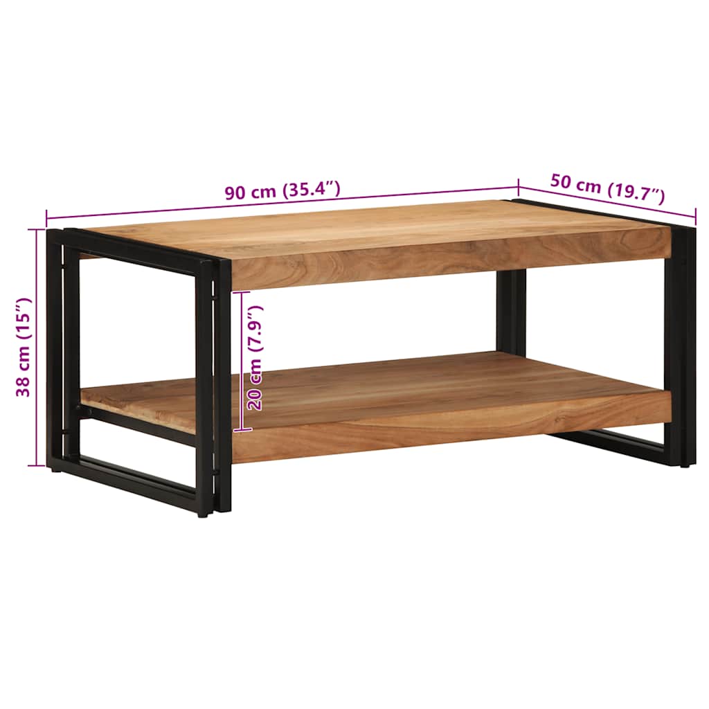 Tavolino da Salotto 90x50x38 cm Legno Massello di Acacia | homemem39