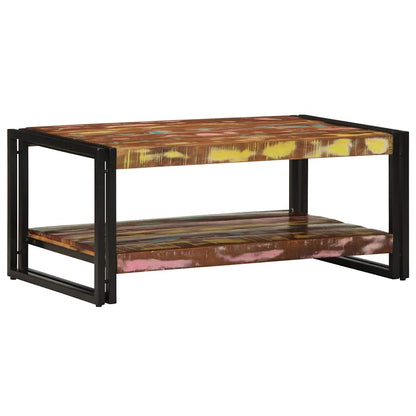 Tavolino Salotto Multicolore 90x50x38cm Legno Massello Recupero