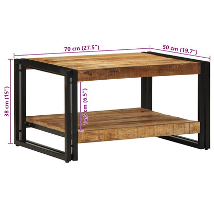 Tavolino 70x50x38 cm in Legno Massello di Mango Grezzo | homemem39