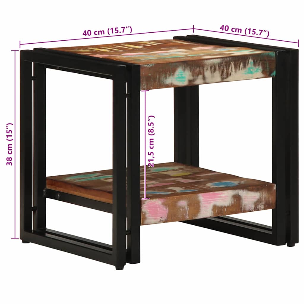 Tavolino da salotto 40 x 40 x 38 cm Legno Recuperato Massello | homemem39