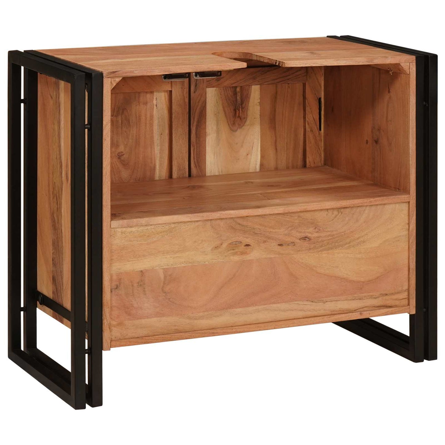 Armadio sottolavello con porta Marrone Legno di Acacia Massello | homemem39