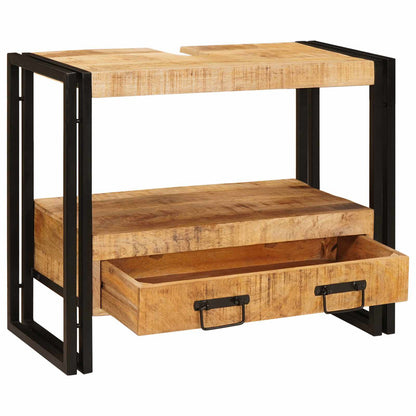 Armadio da bagno con cassetto Marrone Legno di mango massello