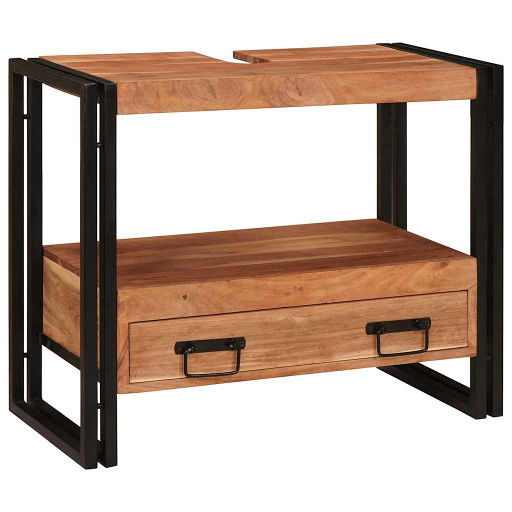 Armadio da bagno con cassetto Marrone Legno di Acacia Massello | homemem39