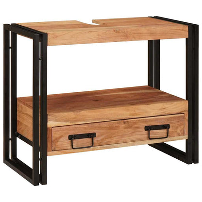 Armadio da bagno con cassetto Marrone Legno di Acacia Massello | homemem39