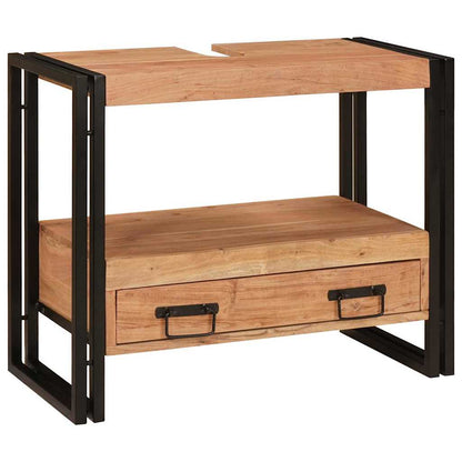 Armadio da bagno con cassetto Marrone Legno di Acacia Massello