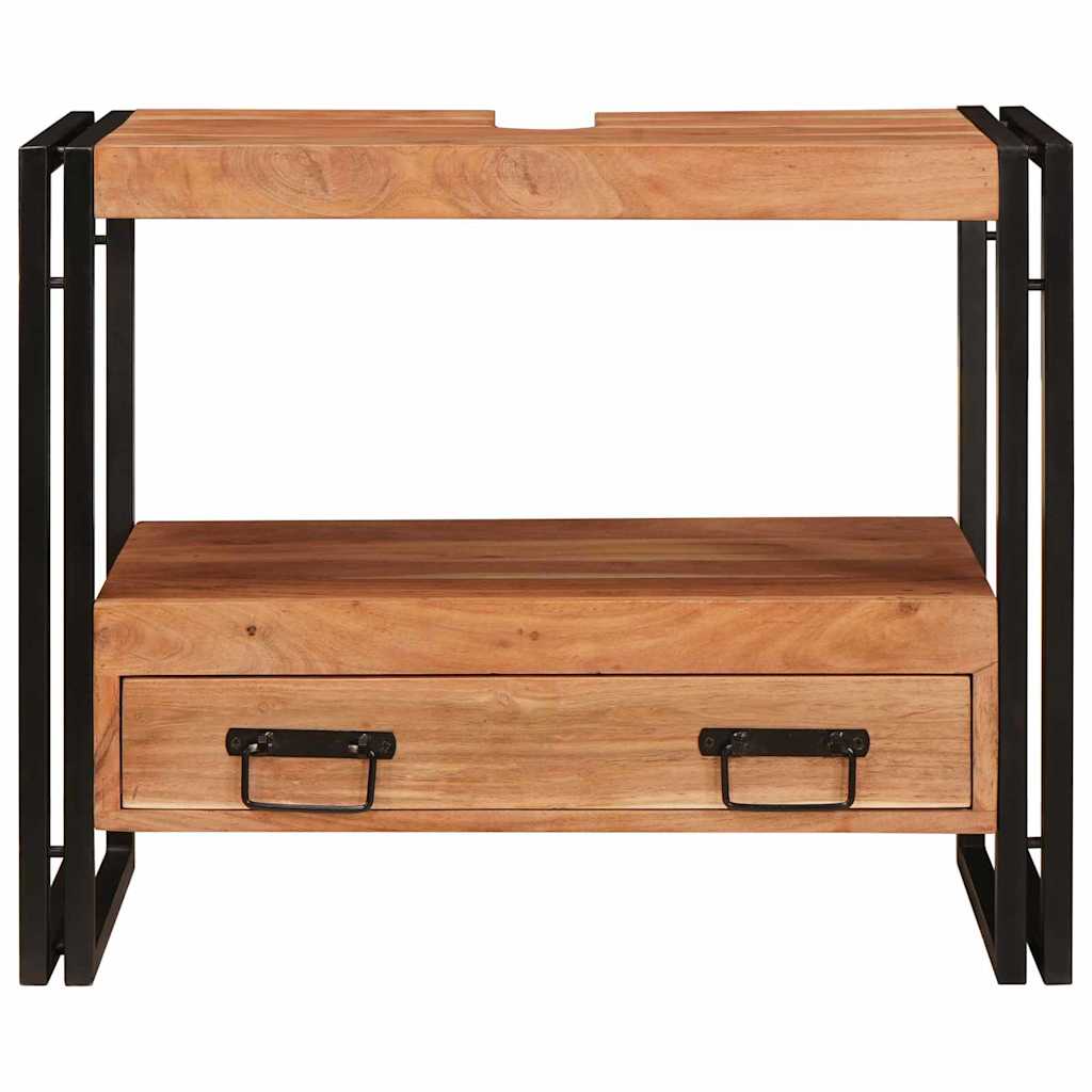 Armadio da bagno con cassetto Marrone Legno di Acacia Massello