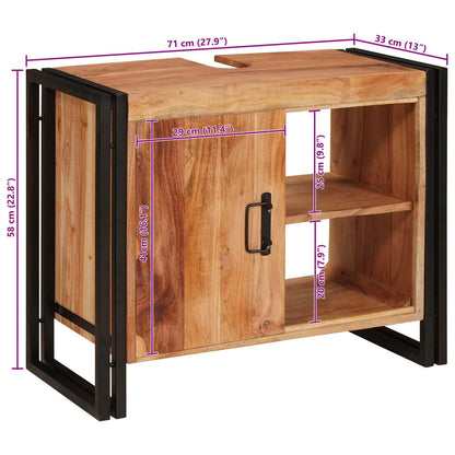 Armadio sottolavello con porta Marrone Legno di Acacia Massello