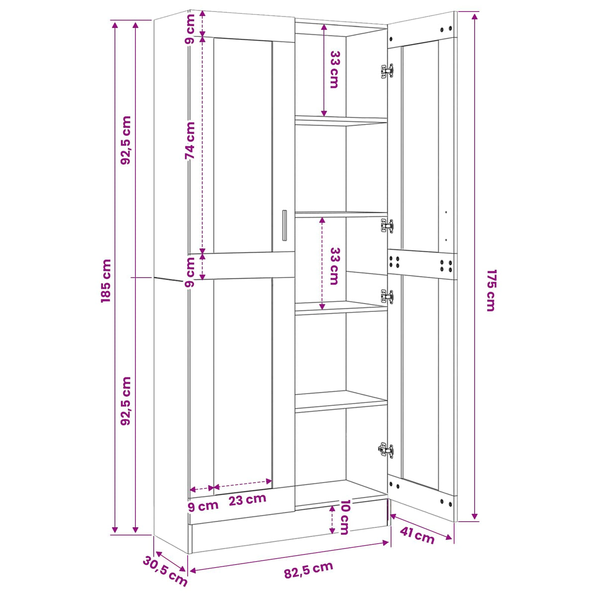 Credenza Legno Antico 82,5x30,5x185 cm in Truciolato | homemem39