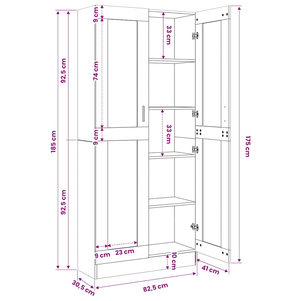 Credenza Alta rovere artigianale 82,5x30,5x185 cm in Truciolato
