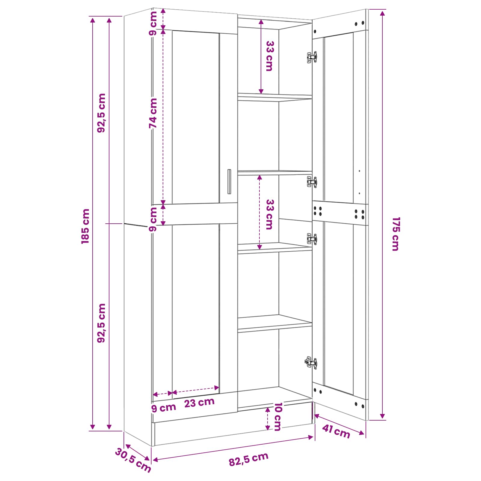 Credenza Alta Rovere Artigianale 82,5x30,5x185 cm in Truciolato | homemem39