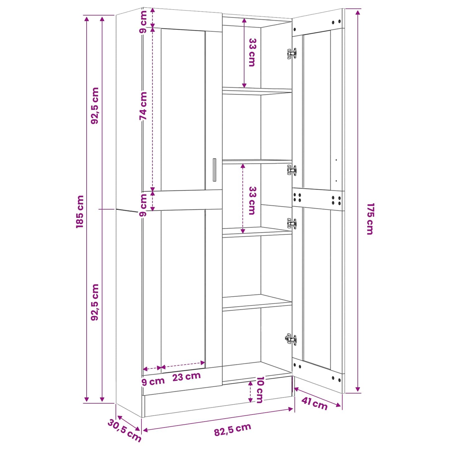 Credenza Alta Rovere Artigianale 82,5x30,5x185 cm in Truciolato | homemem39