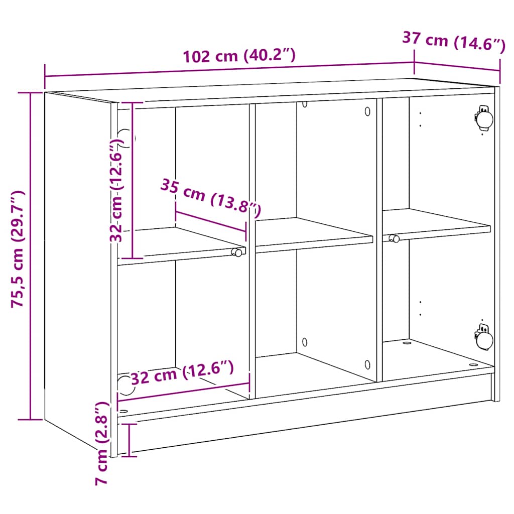 Credenza Rovere Artigianale 102x37x75,5 cm in Legno Multistrato