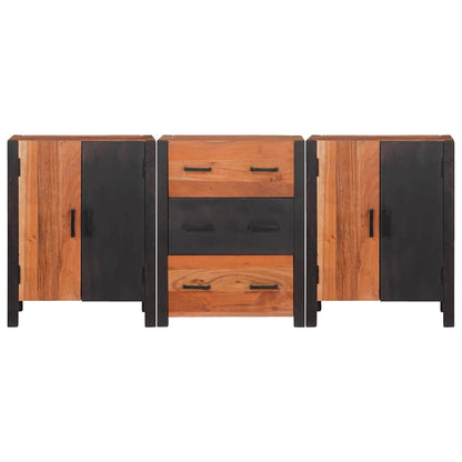 Credenza 3 pcs Marrone 55 x 30 x 75 cm Legno di Acacia Massello