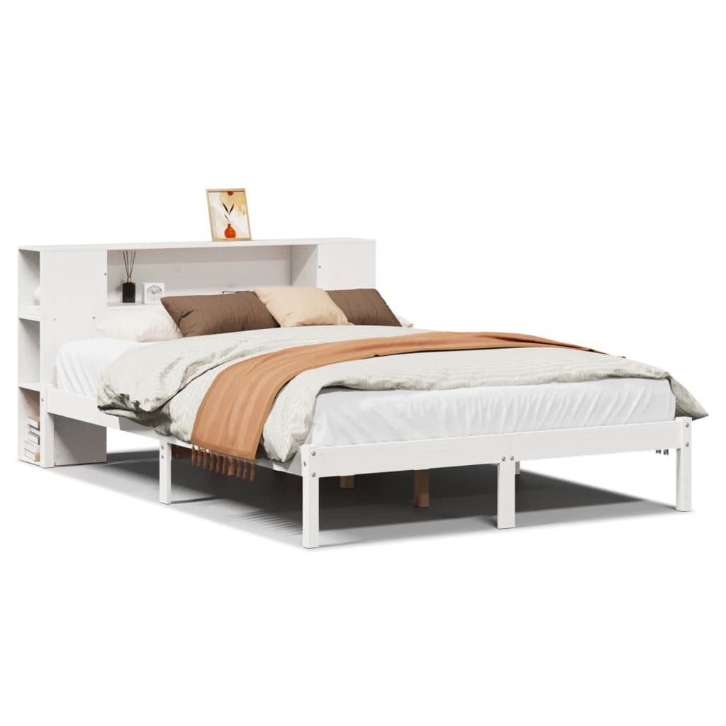 Letto Libreria senza Materasso Bianco 140x190 cm Legno di Pino - homemem39