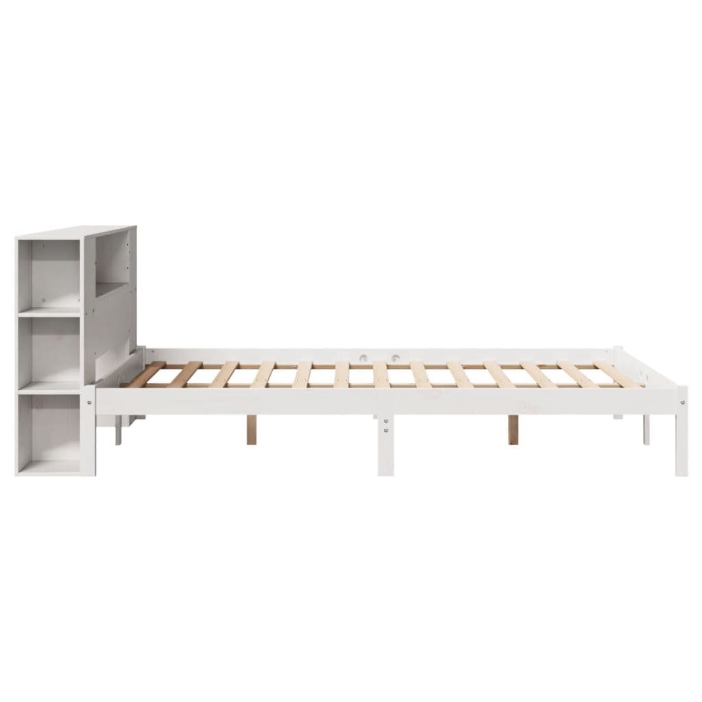 Letto Libreria senza Materasso Bianco 140x190 cm Legno di Pino - homemem39