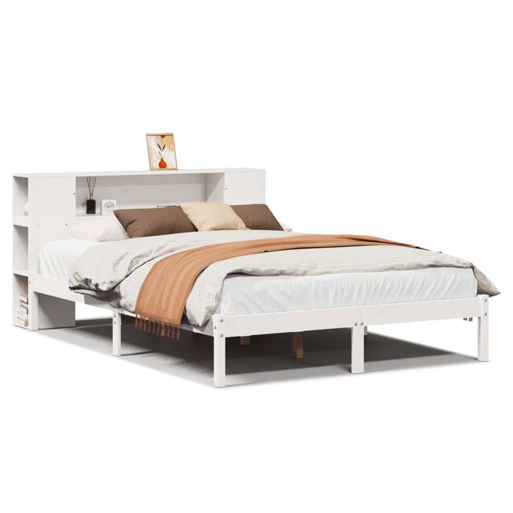 Letto Libreria senza Materasso Bianco 150x200 cm Legno di Pino - homemem39