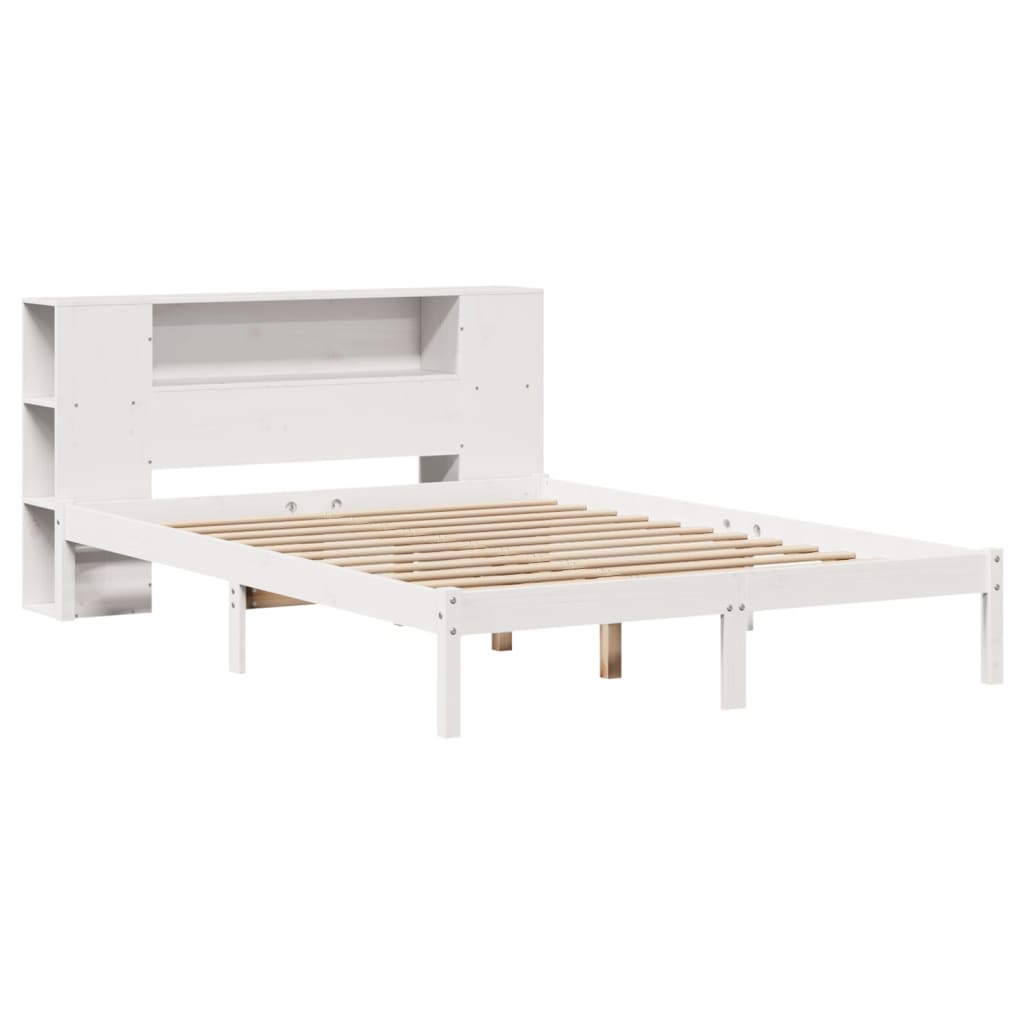 Letto Libreria senza Materasso Bianco 150x200 cm Legno di Pino - homemem39