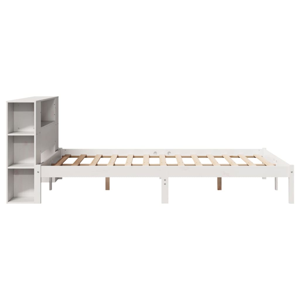 Letto Libreria senza Materasso Bianco 150x200 cm Legno di Pino - homemem39
