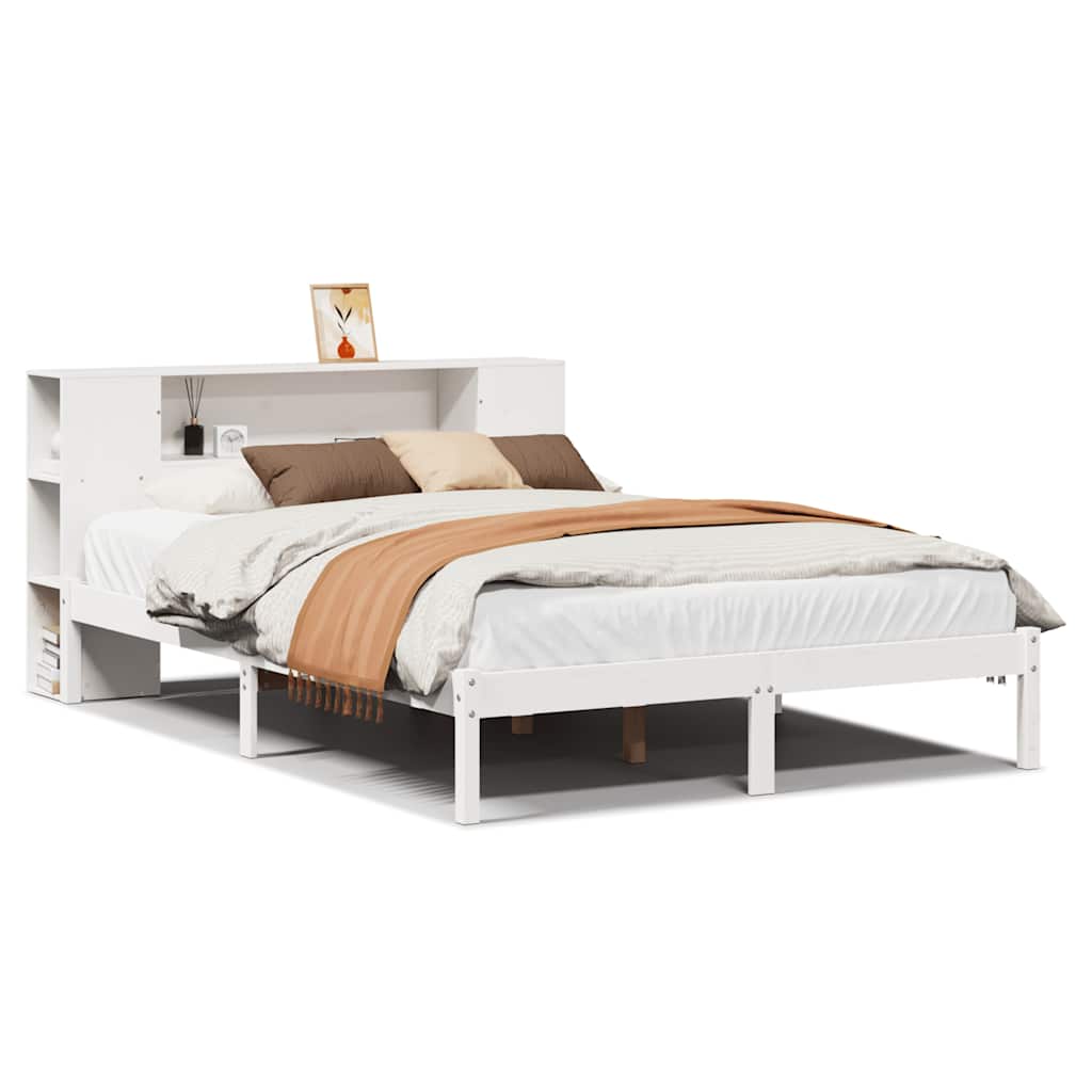Letto Libreria senza Materasso Bianco 160x200 cm Legno di Pino | homemem39