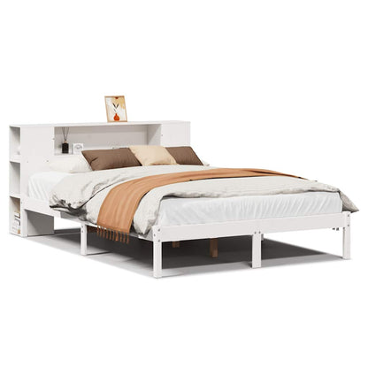 Letto Libreria senza Materasso Bianco 160x200 cm Legno di Pino | homemem39