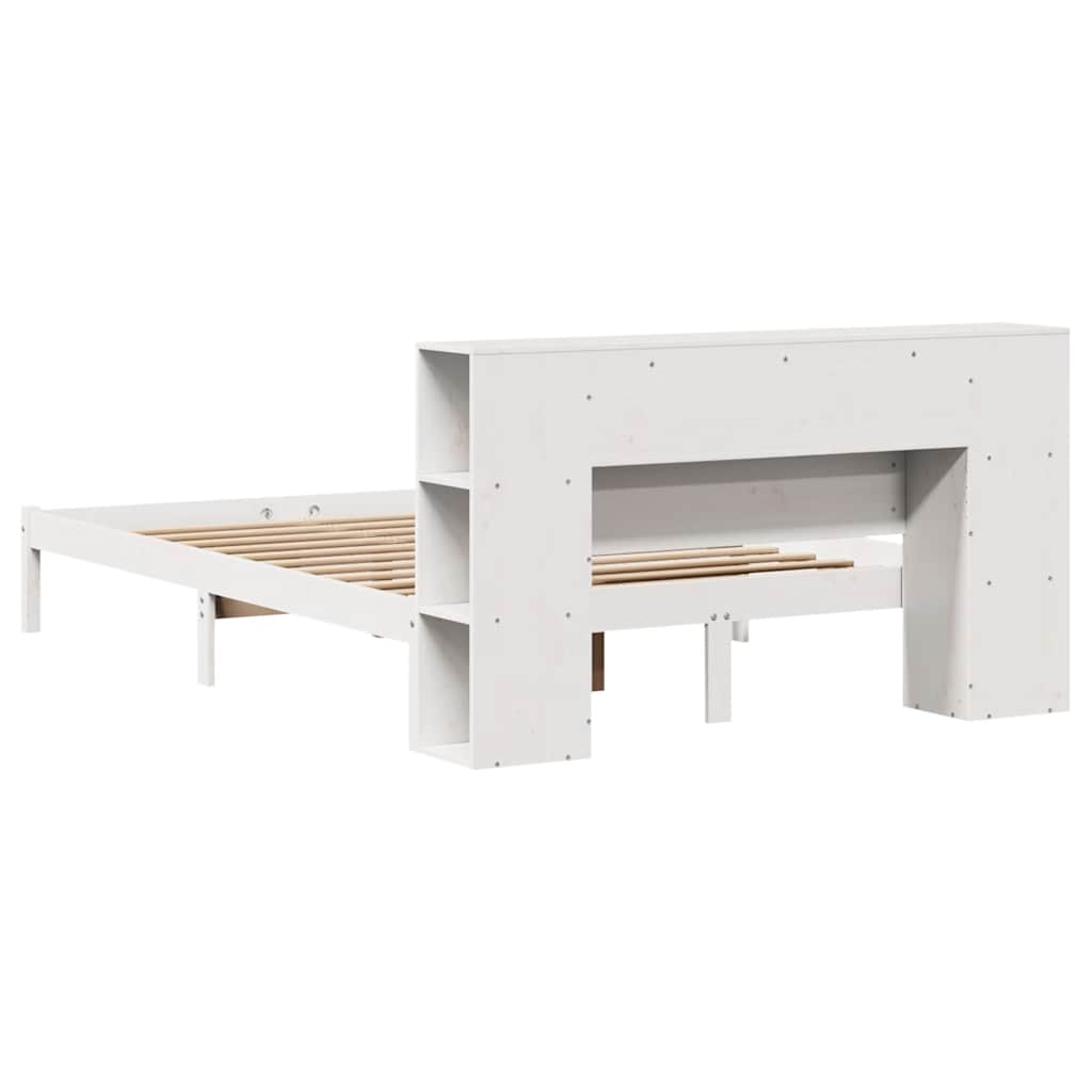 Letto Libreria senza Materasso Bianco 160x200 cm Legno di Pino | homemem39