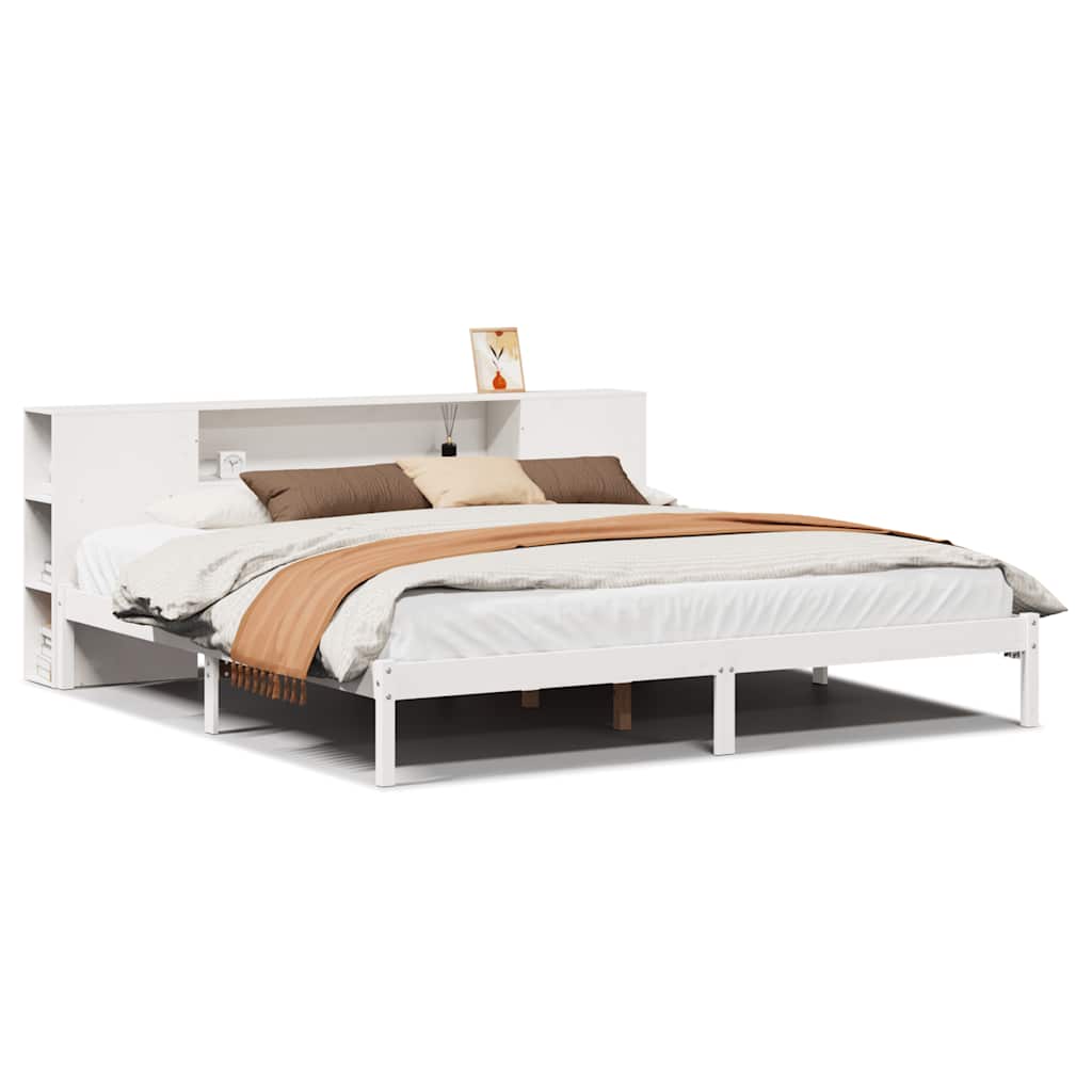 Letto Libreria senza Materasso Bianco 200x200 cm Legno di Pino - homemem39