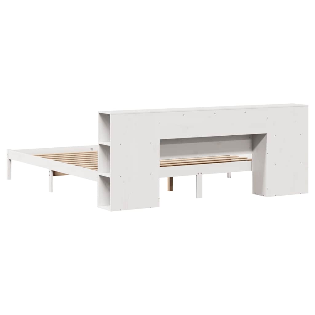 Letto Libreria senza Materasso Bianco 200x200 cm Legno di Pino - homemem39