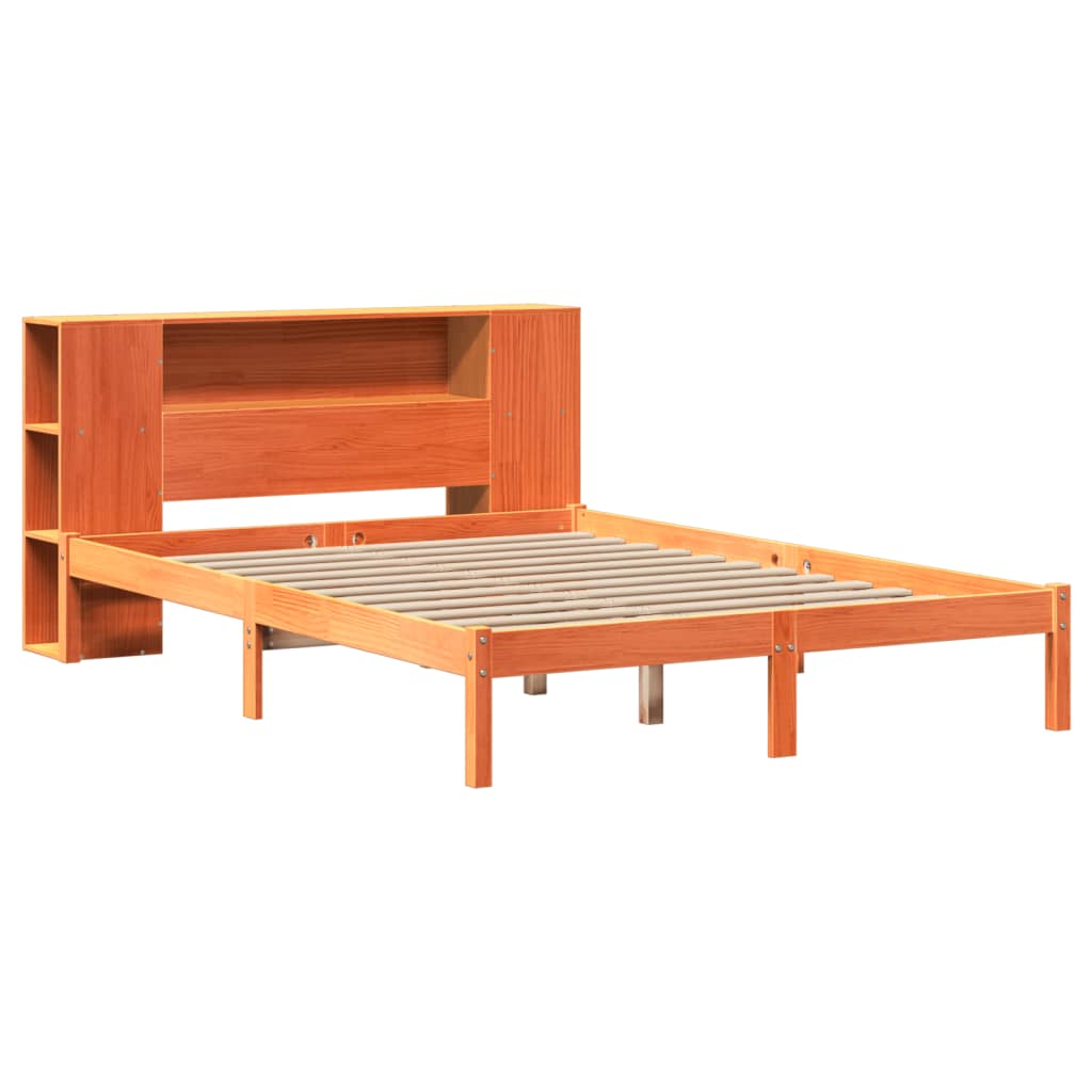 Letto Libreria senza Materasso Marrone Cera 135x190 cm in Pino | homemem39