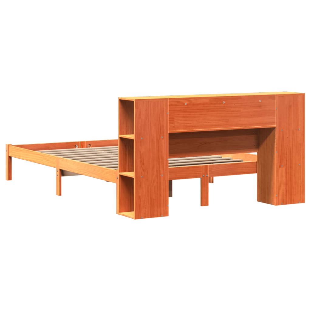 Letto Libreria senza Materasso Marrone Cera 135x190 cm in Pino | homemem39