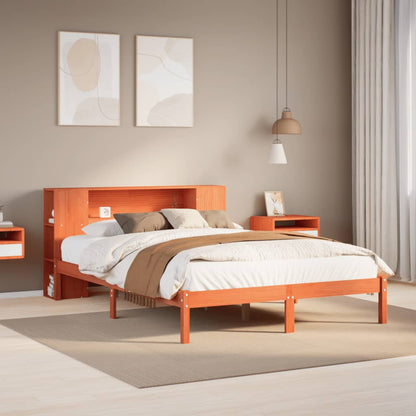 Letto Libreria senza Materasso Marrone Cera 135x190 cm in Pino | homemem39