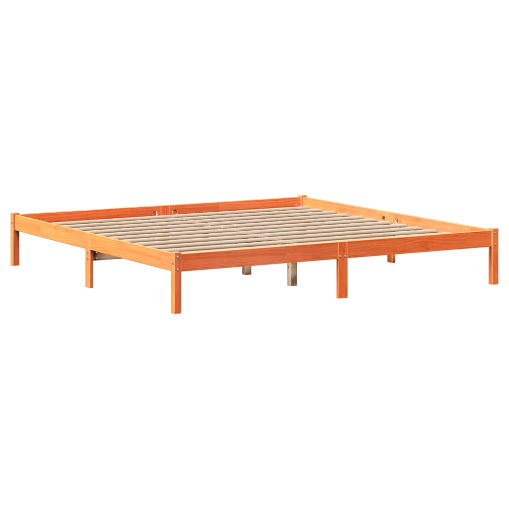 Letto Libreria senza Materasso Marrone Cera 180x200 cm in Pino