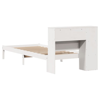 Letto Libreria senza Materasso Bianco 90x190 cm Massello Pino