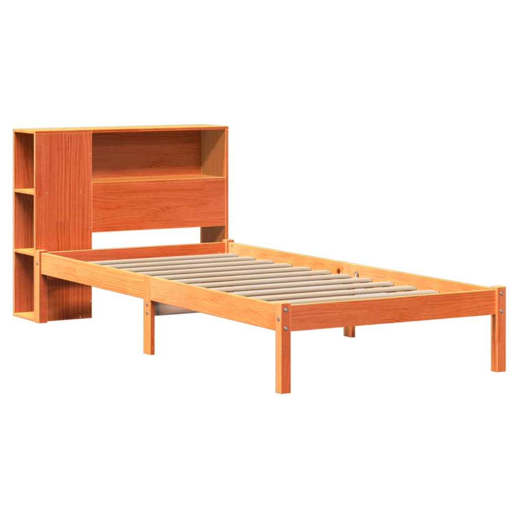 Letto Libreria senza Materasso Marrone Cera 75x190 cm in Pino - homemem39