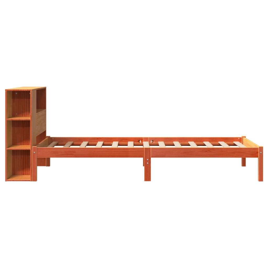 Letto Libreria senza Materasso Marrone Cera 75x190 cm in Pino - homemem39