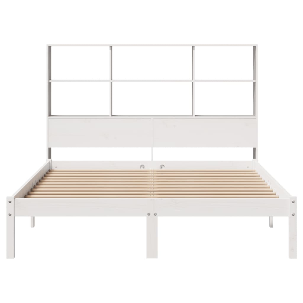 Letto Libreria senza Materasso Bianco 140x190 cm Legno di Pino