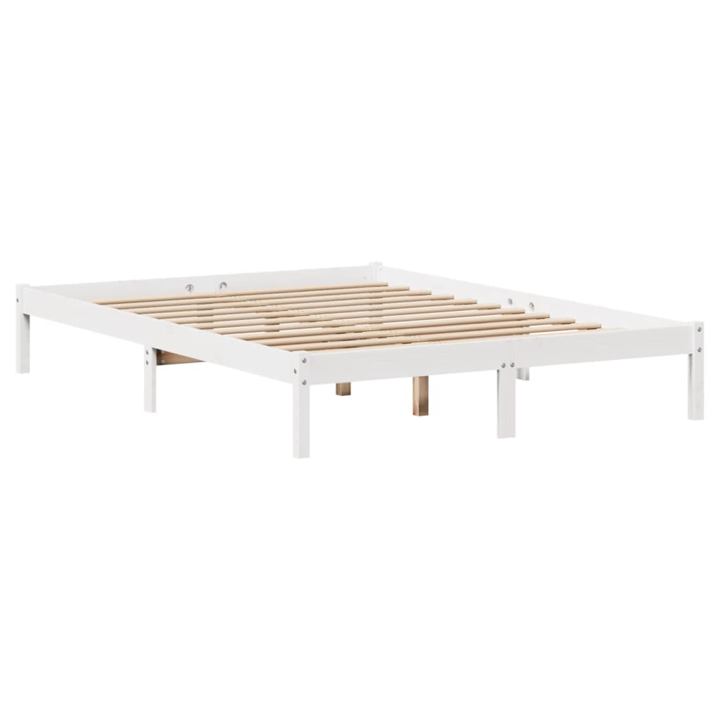 Letto Libreria senza Materasso Bianco 140x190 cm Legno di Pino