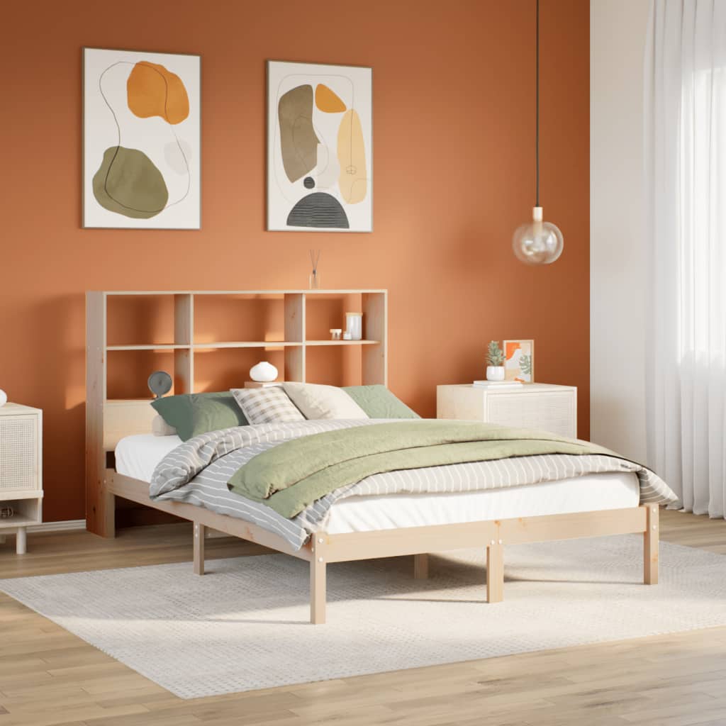 Letto Libreria senza Materasso 160x200 cm in Legno di Pino - homemem39