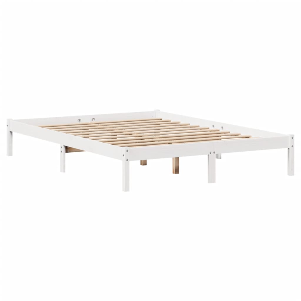 Letto Libreria senza Materasso Bianco 160x200 cm Legno di Pino | homemem39