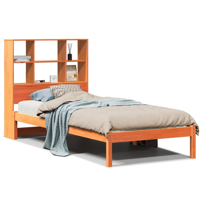 Letto Libreria senza Materasso Marrone Cera 75x190 cm in Pino