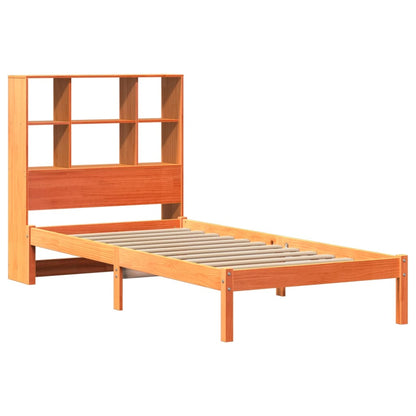 Letto Libreria senza Materasso Marrone Cera 75x190 cm in Pino