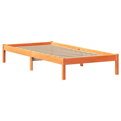 Letto Libreria senza Materasso Marrone Cera 75x190 cm in Pino