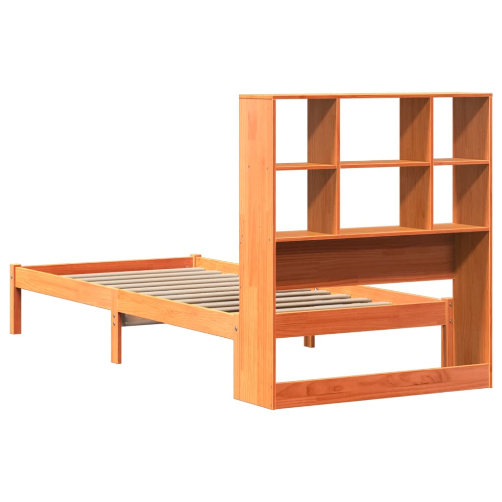Letto Libreria senza Materasso Marrone Cera 75x190 cm in Pino