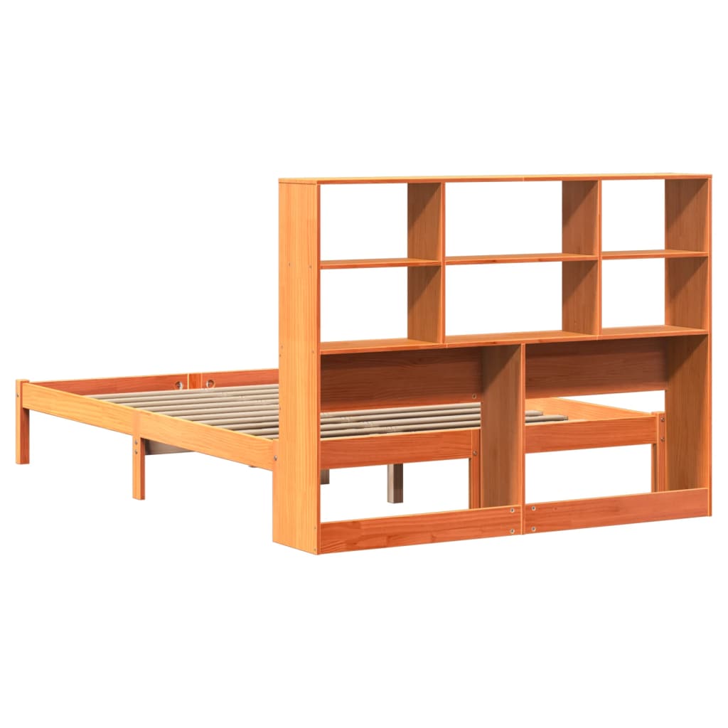 Letto Libreria senza Materasso Marrone Cera 135x190 cm in Pino - homemem39
