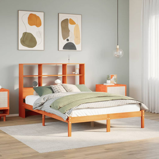 Letto Libreria senza Materasso Marrone Cera 150x200 cm in Pino | homemem39
