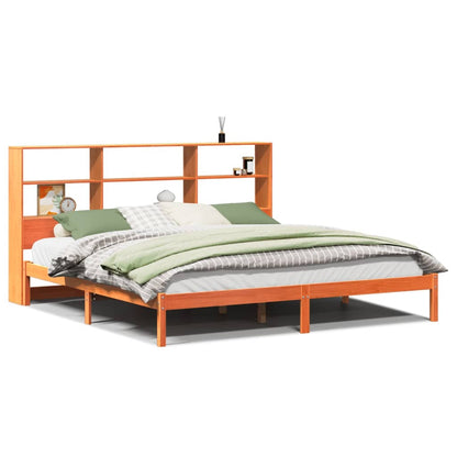 Letto Libreria senza Materasso Marrone Cera 200x200 cm in Pino - homemem39